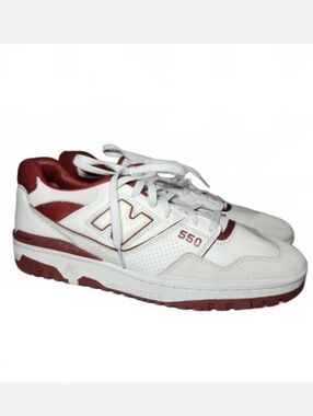 New Balance Men 550 Retro White Red Athletic Sneakers Size 14